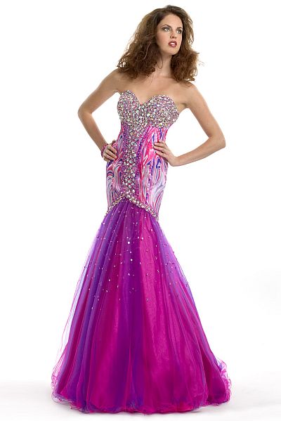 Party Time Print Mermaid Prom Dress 6766: French Novelty