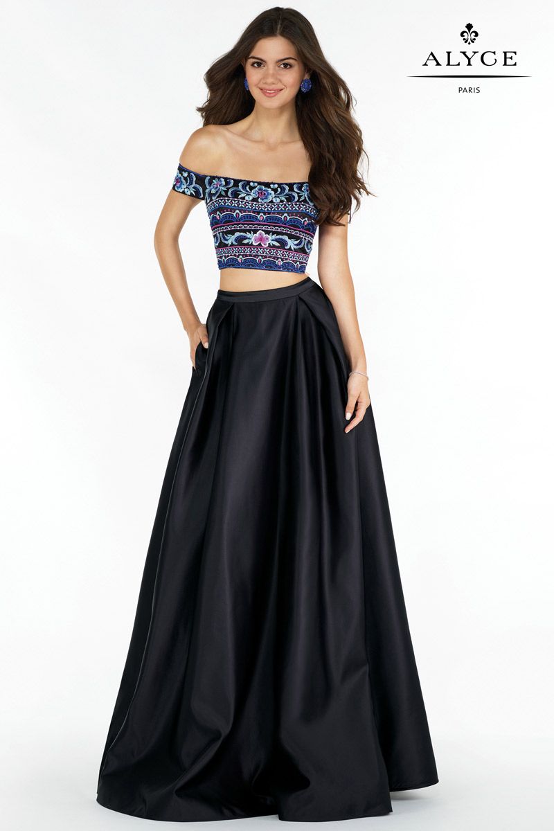 French Novelty: Alyce Paris 6817 Off Shoulder 2 Piece Prom Dress