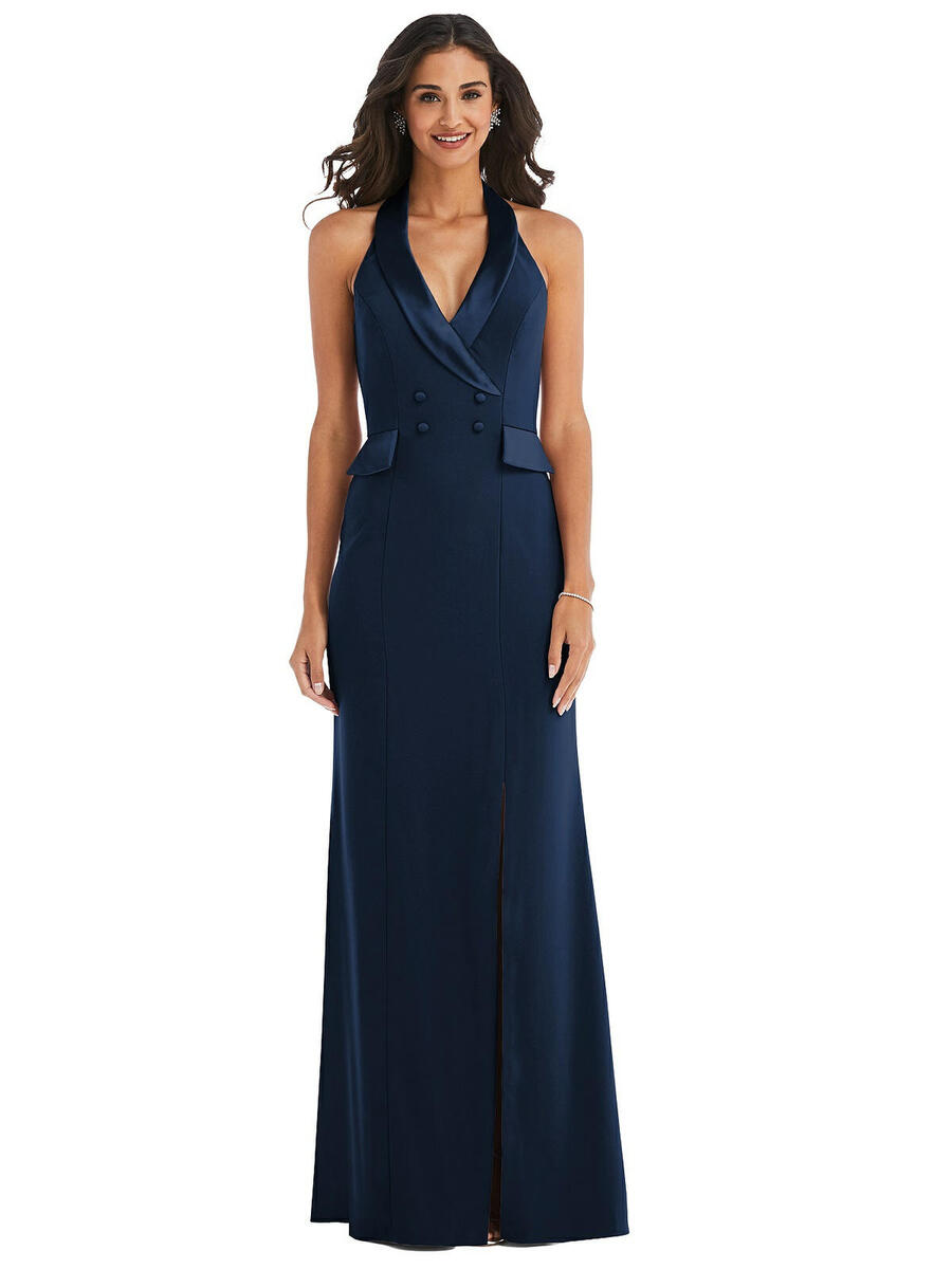 Halter neck tuxedo clearance dress