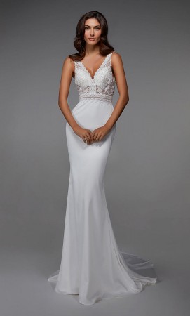 Alyce Paris 7016 Plunging Lace Bodice Wedding Dress 
