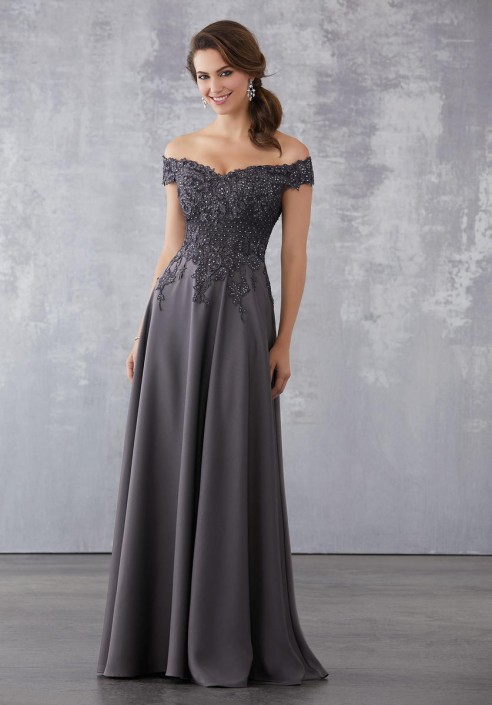 charcoal mother of the bride dress