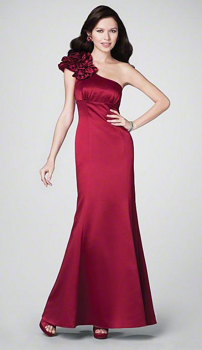 Alfred Angelo One Shoulder Ruffle Long Bridesmaid Dress 7179: French ...