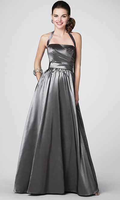 Alfred Angelo Luxe Taffeta Halter Long Bridesmaid Dress 7185: French ...