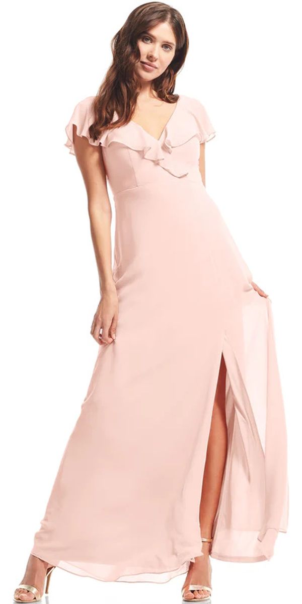 Bill Levkoff Pink Bridesmaid shops V-Neck Full Length Ball Gown 10 NEW