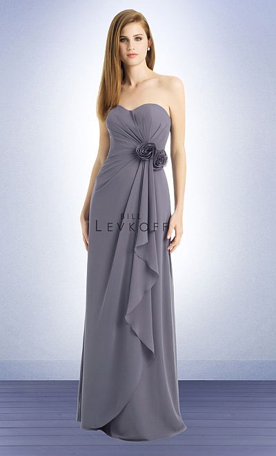 Bill Levkoff 729 Pleated Chiffon Bridesmaid Gown: French Novelty