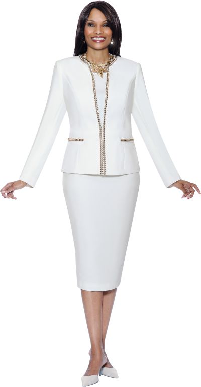 Terramina 7301 Womens 3pc Ivory Church Suit: French Novelty