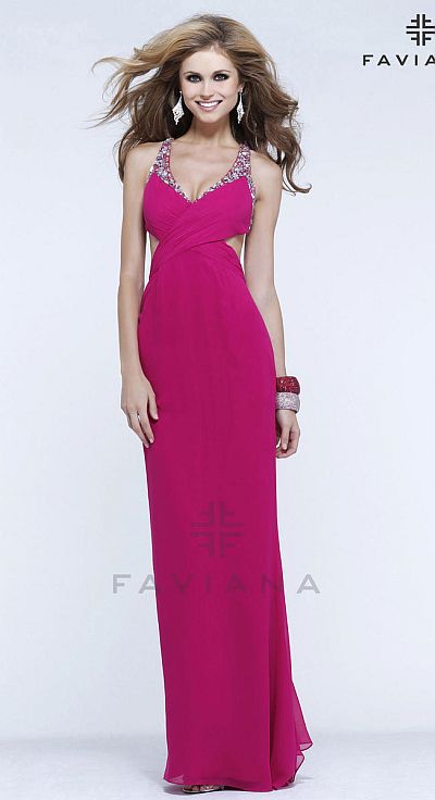 Faviana 7314 Beaded Strap Evening Dress: French Novelty