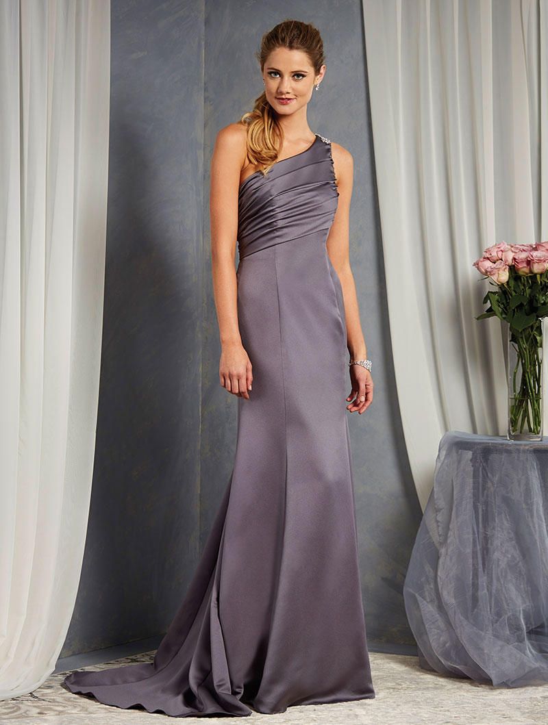 Size 6 Charcoal Alfred Angelo 7379L One Shoulder Bridesmaid Dress ...