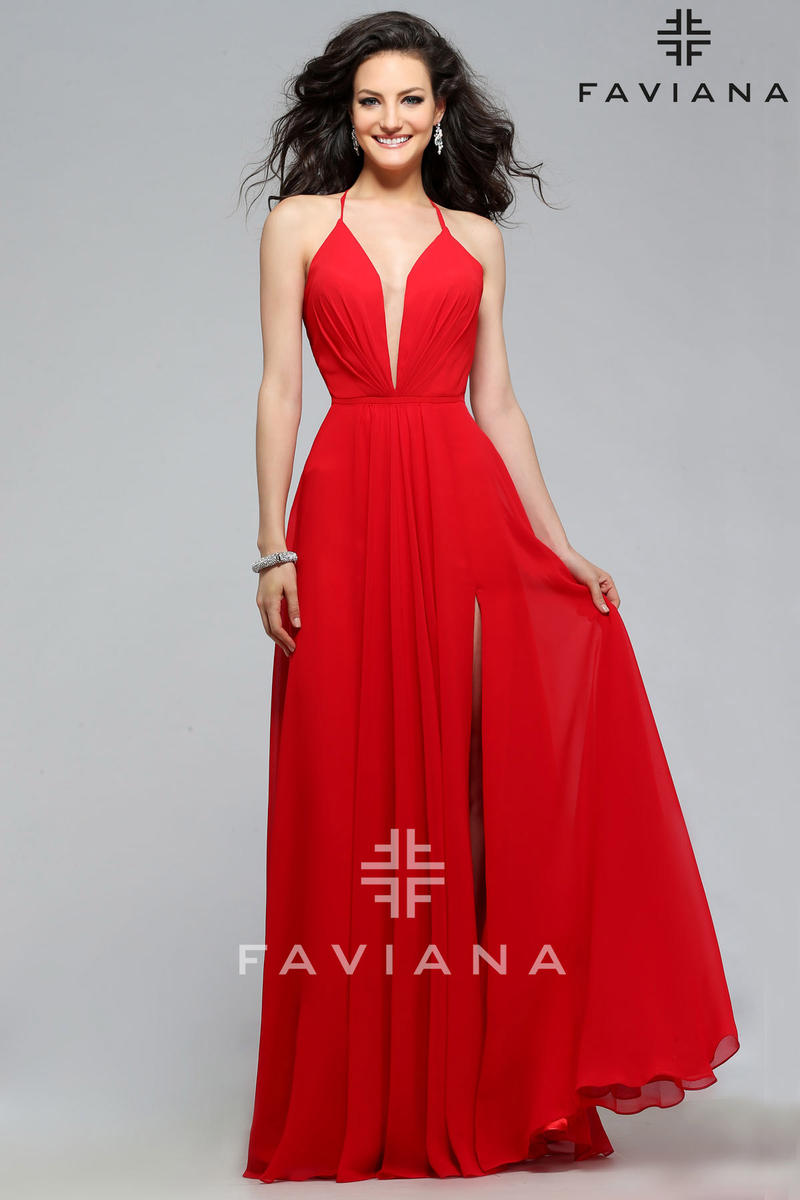 faviana couture illusion plunge gown