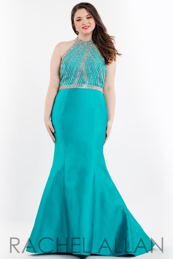 French Novelty: Rachel Allan Curves 7843 Plus Size Beaded Mermaid Gown