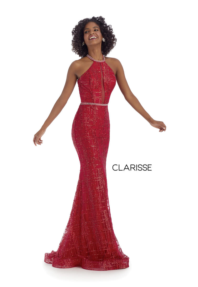 French Novelty: Clarisse 8018 Sparkling High Neck Gown