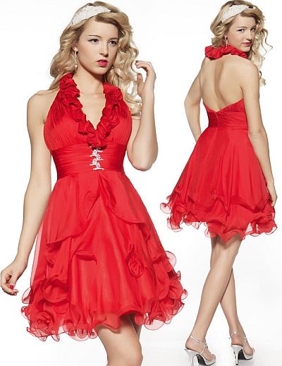 ruffle collar cocktail dress