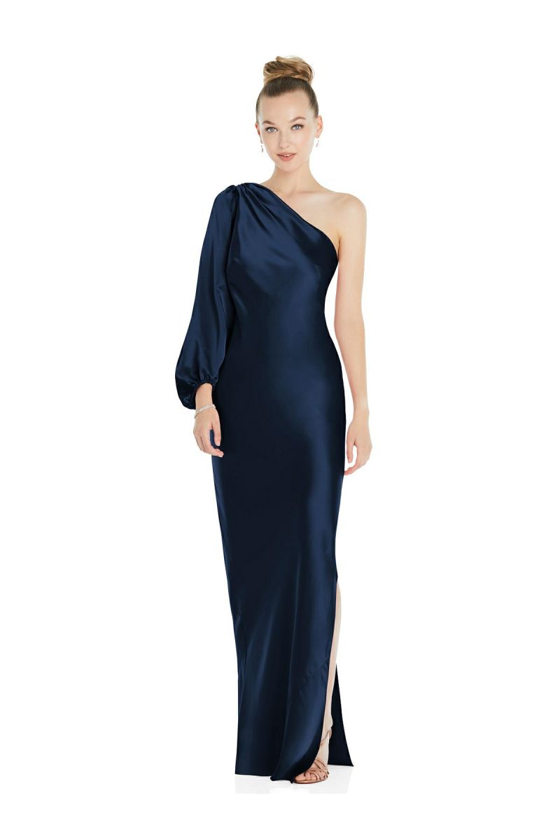 French Novelty: Dessy Social 8216 One Long Sleeve Bridesmaid Gown