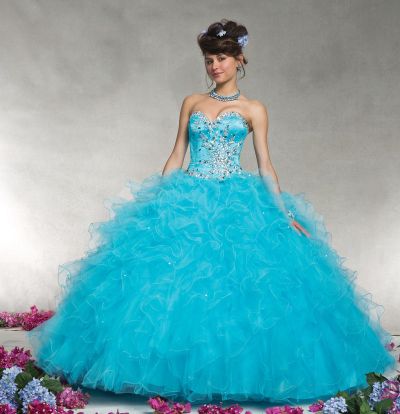 Vizcaya 88063 Ruffle Quinceanera Dress: French Novelty