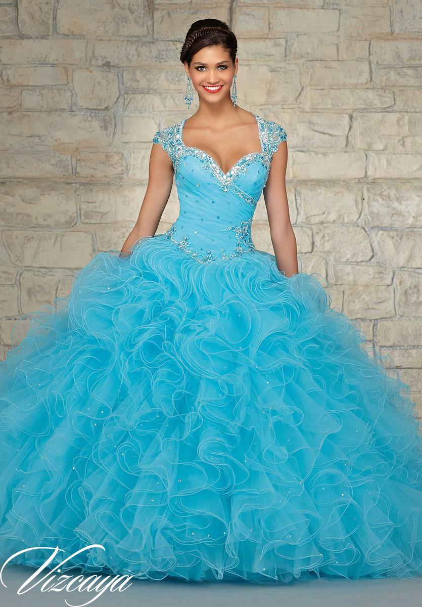 Vizcaya 89033 Ruffle Ball Gown with Stole: French Novelty