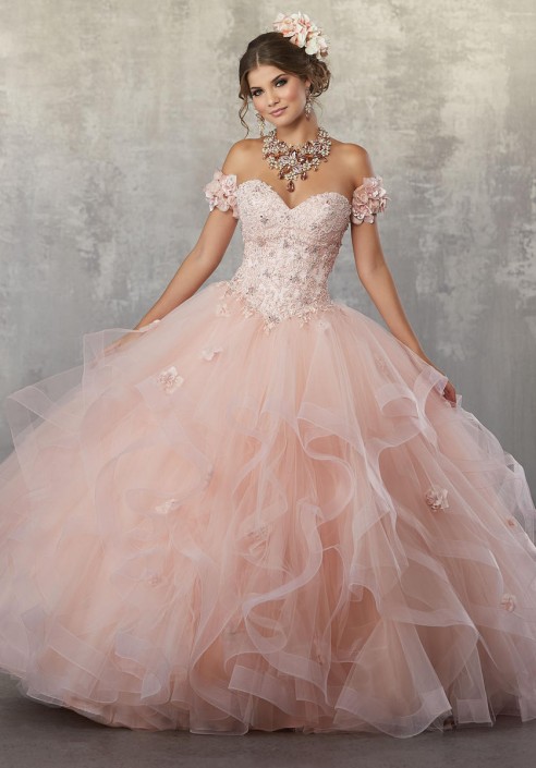 pink quinceanera dresses with flowers