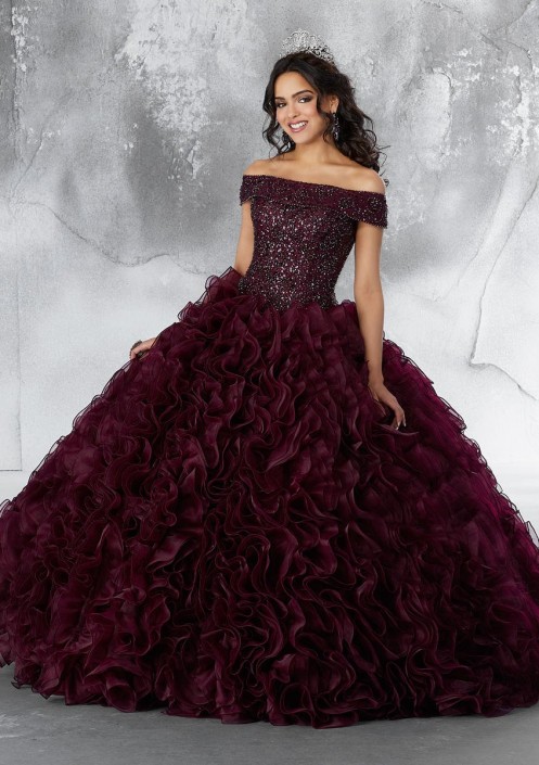 red quinceanera dresses off the shoulder