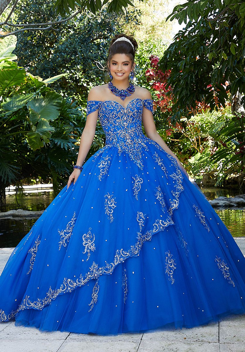 French Novelty: Vizcaya 89254 asymmetrical Quinceanera Dress