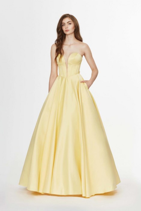 soft yellow prom dresses