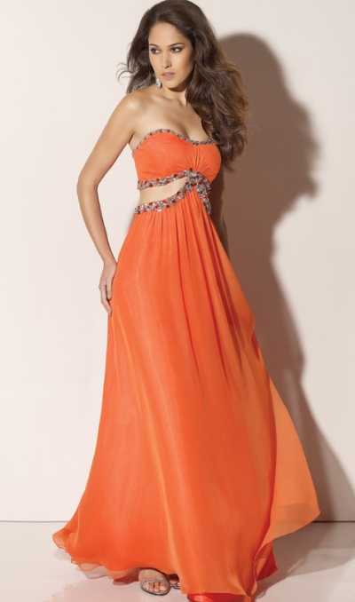 Flaunt Beaded Chiffon Prom  Dress  with Cut Out 91124 by 