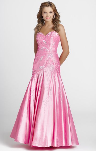 Blush Shiny Taffeta Mermaid Formal Dress 9209: French Novelty