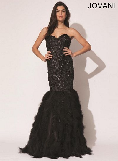 jovani feather prom dress