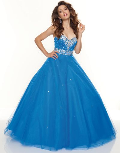 Mori Lee 93056 Paparazzi Beaded Tulle Ball Gown: French Novelty