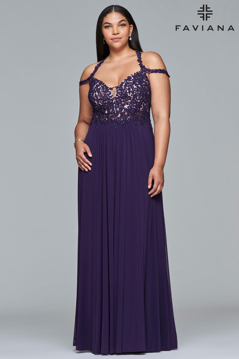 French Novelty: Faviana Curve 9439 Plus Size Strappy Prom Dress