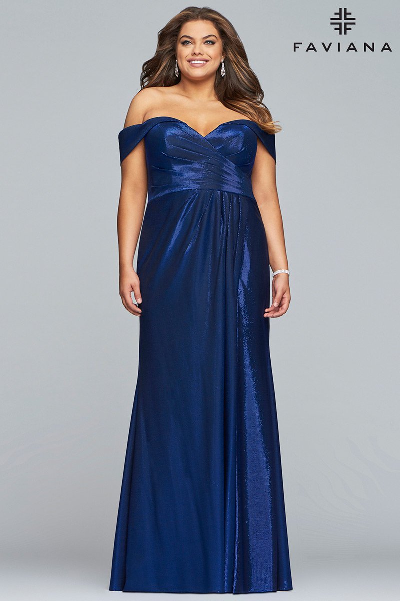 off shoulder gown for plus size