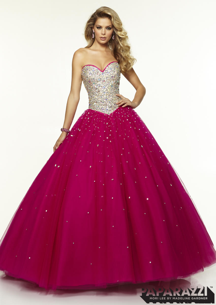 French Novelty: Mori Lee Paparazzi 97107 Tulle Ball Gown with Beaded Bodice