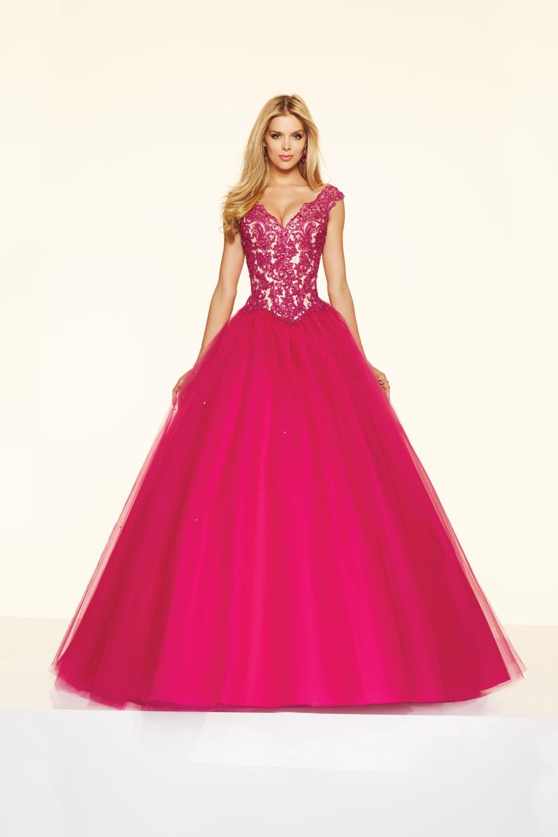 Mori Lee Paparazzi 98124 Ball Gown with Beaded Lace: French Novelty