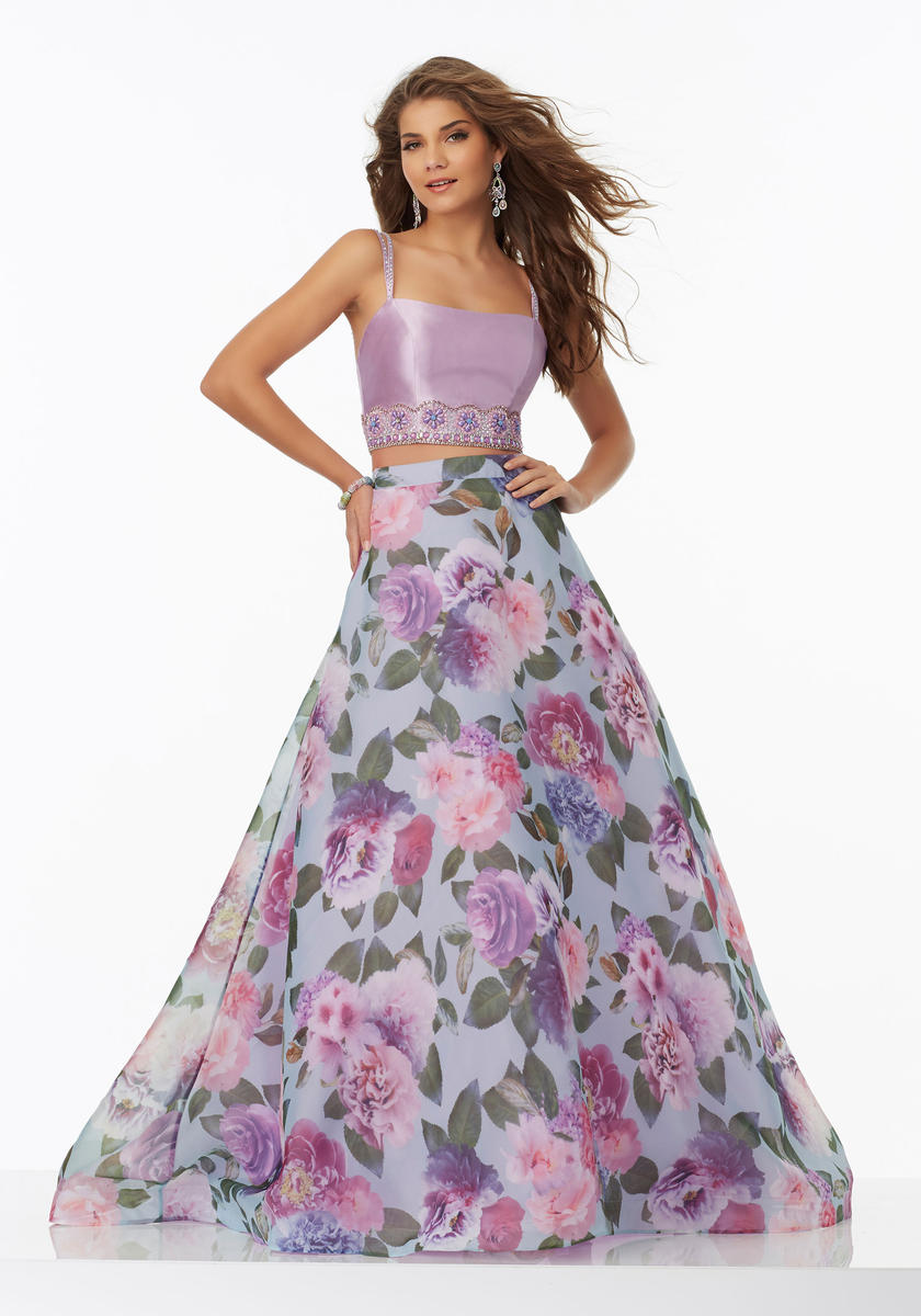 Morilee 99037 Floral Print 2pc Prom Dress: French Novelty