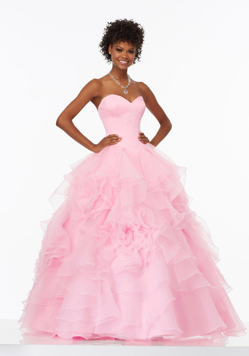 French Novelty Morilee 99121 Ruffle Organza Rosette Ball Gown