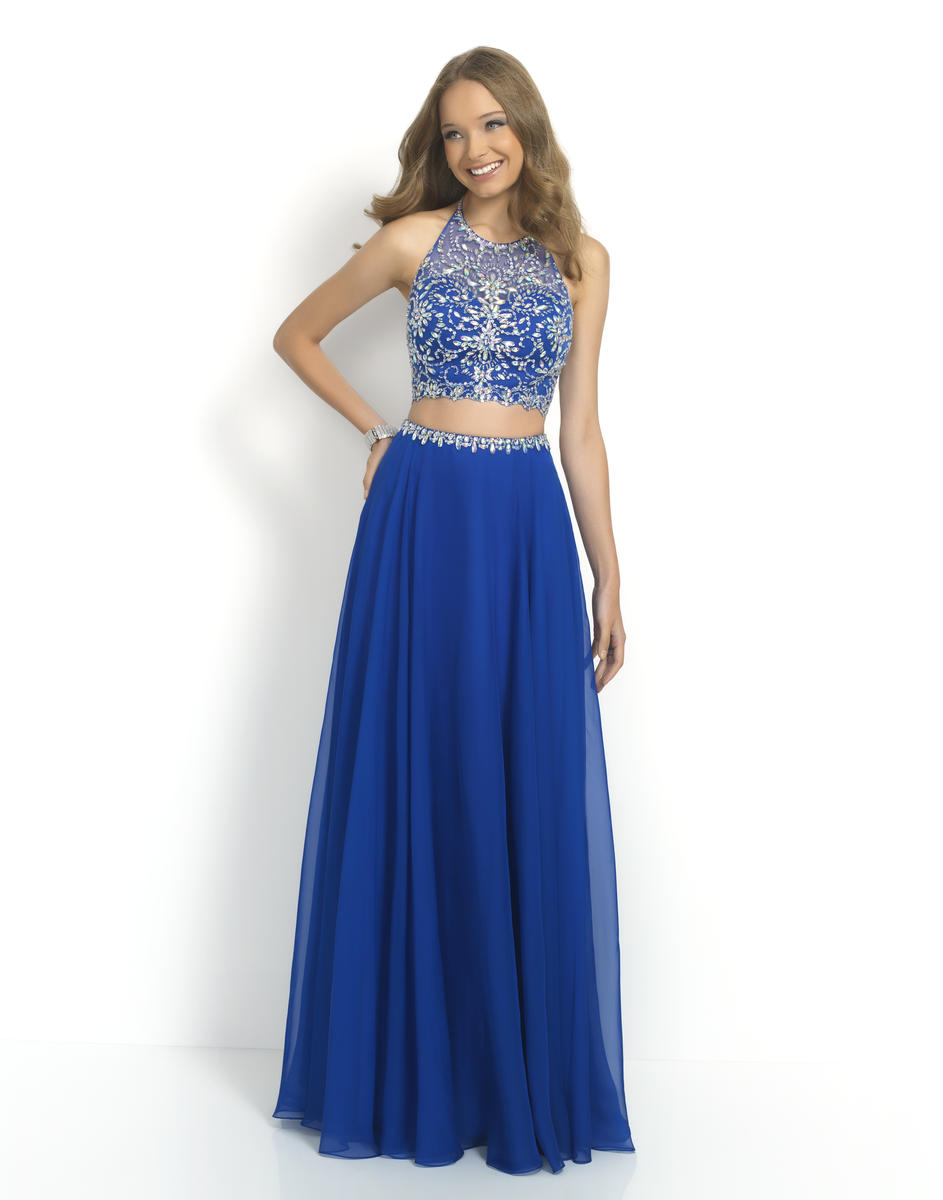 Blush 9935 2pc Halter Prom Dress: French Novelty