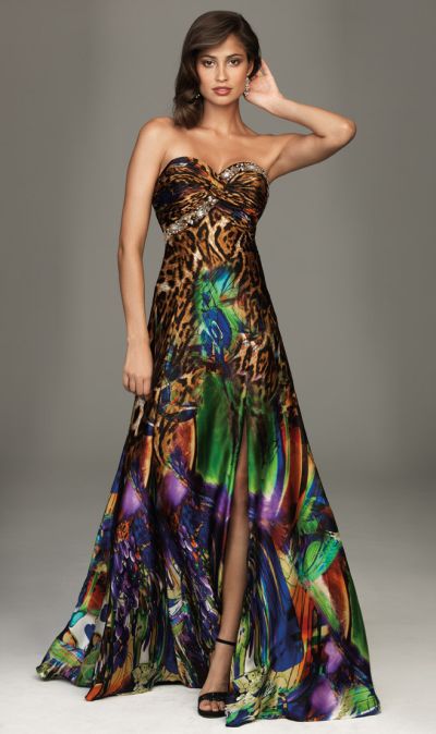 animal print evening gown