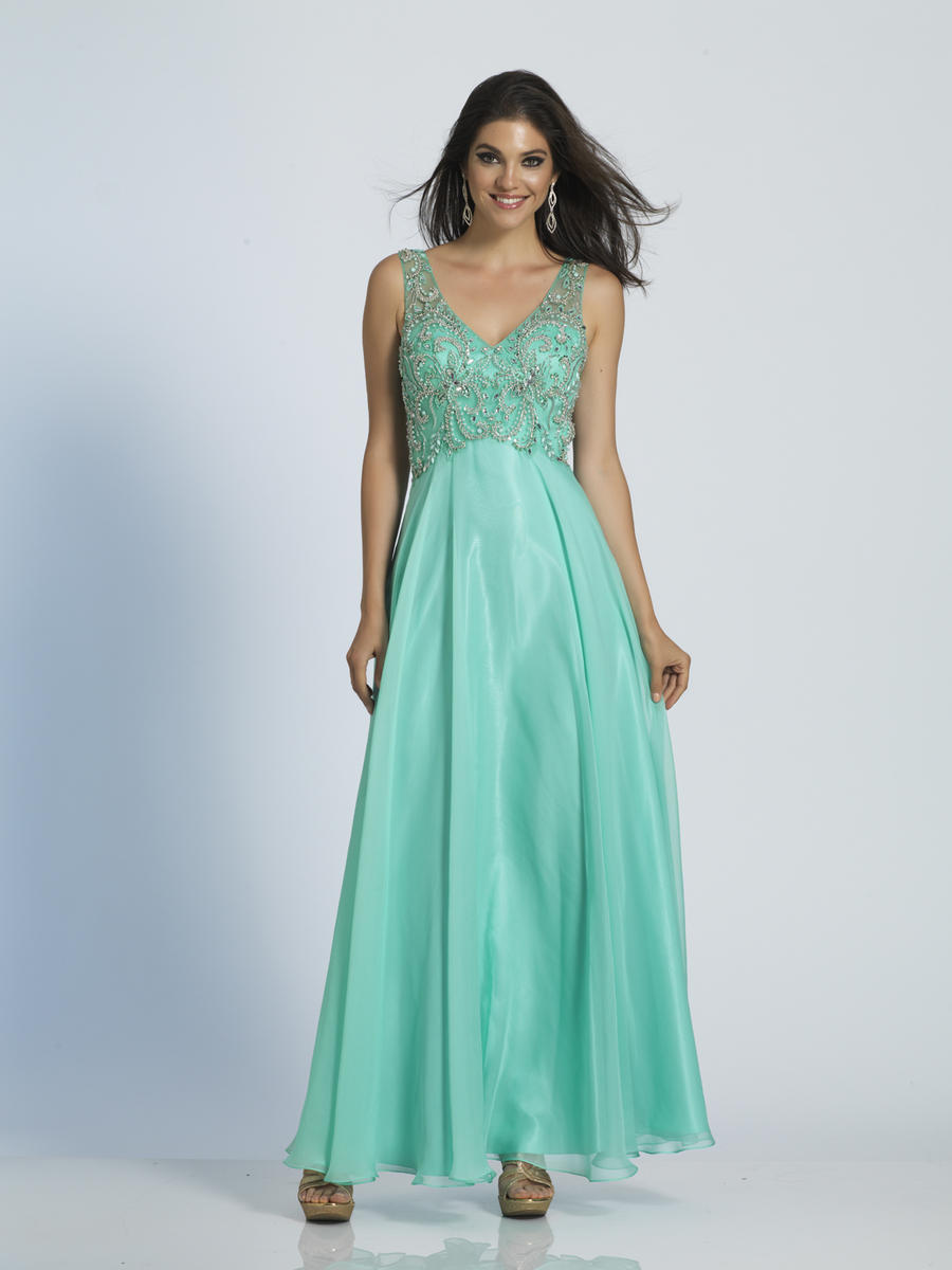 Dave and Johnny A4294 Sheer Beaded Chiffon Prom Gown: French Novelty