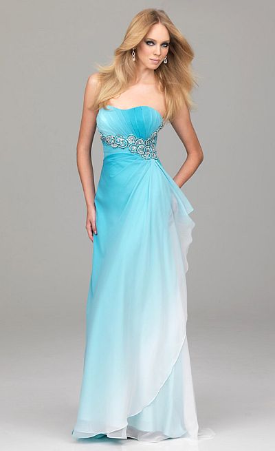 French Novelty: Evenings by Allure Ombre Beaded Waist Prom Dress A504