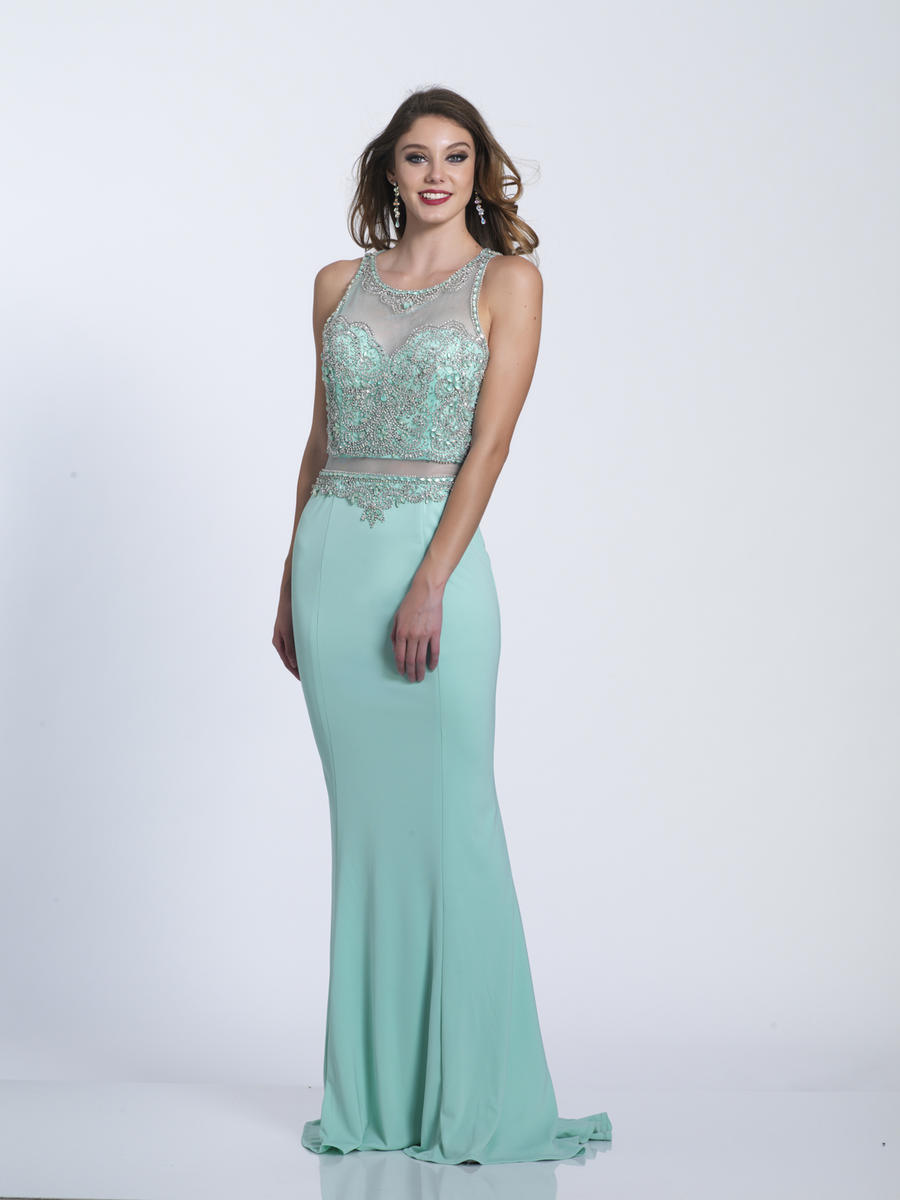 French Novelty: Dave and Johnny A6352 Beaded Illusion Prom Dress