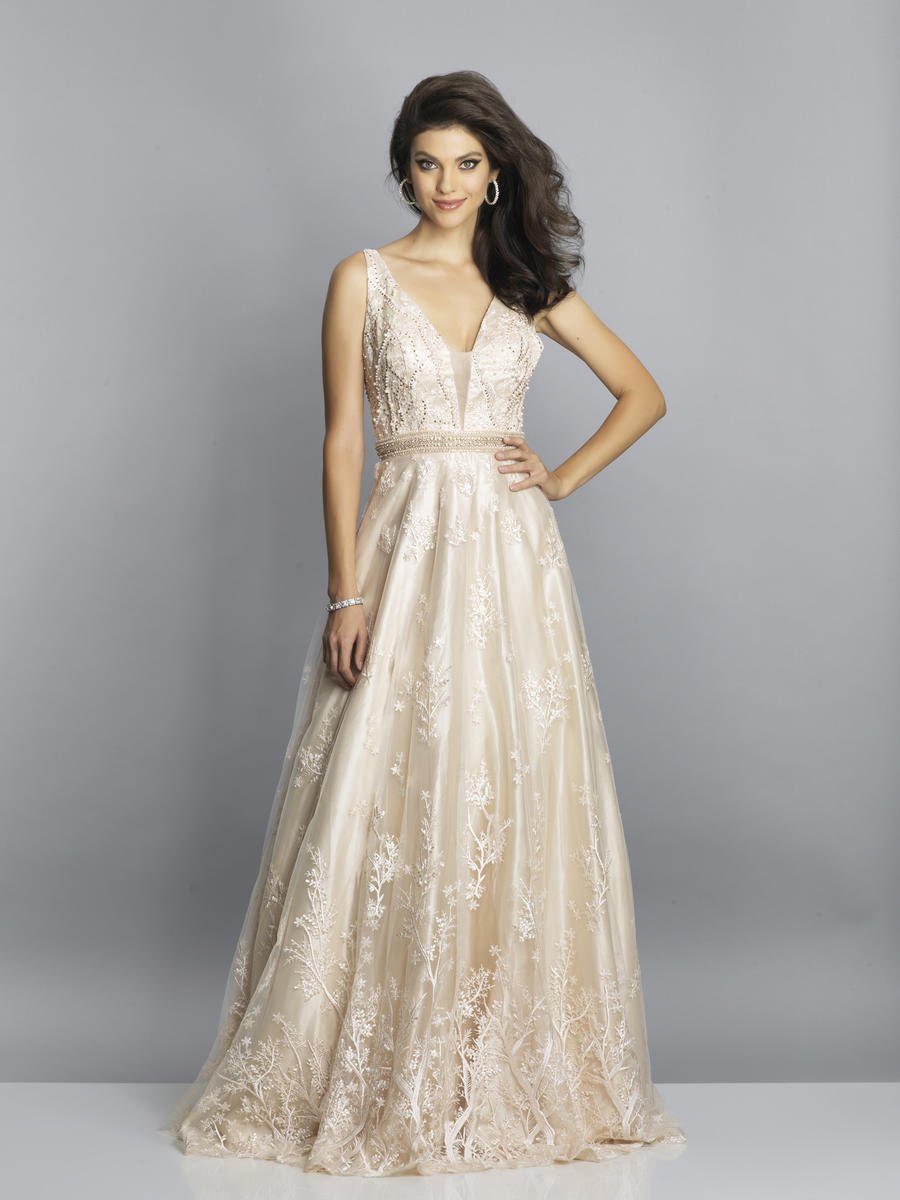French Novelty: Dave and Johnny A7702 Shimmering Gown