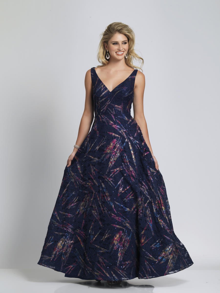 French Novelty: Dave and Johnny A9032 Abstract Pattern Prom Dress