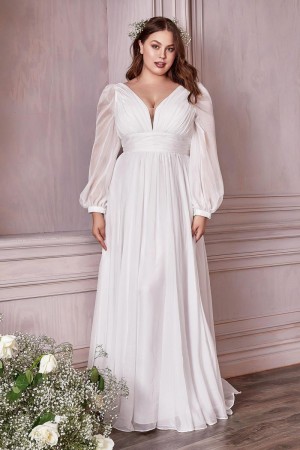 French Novelty: Size 10 Off White Cinderella Divine CD951W Long Sleeve  Wedding Dress