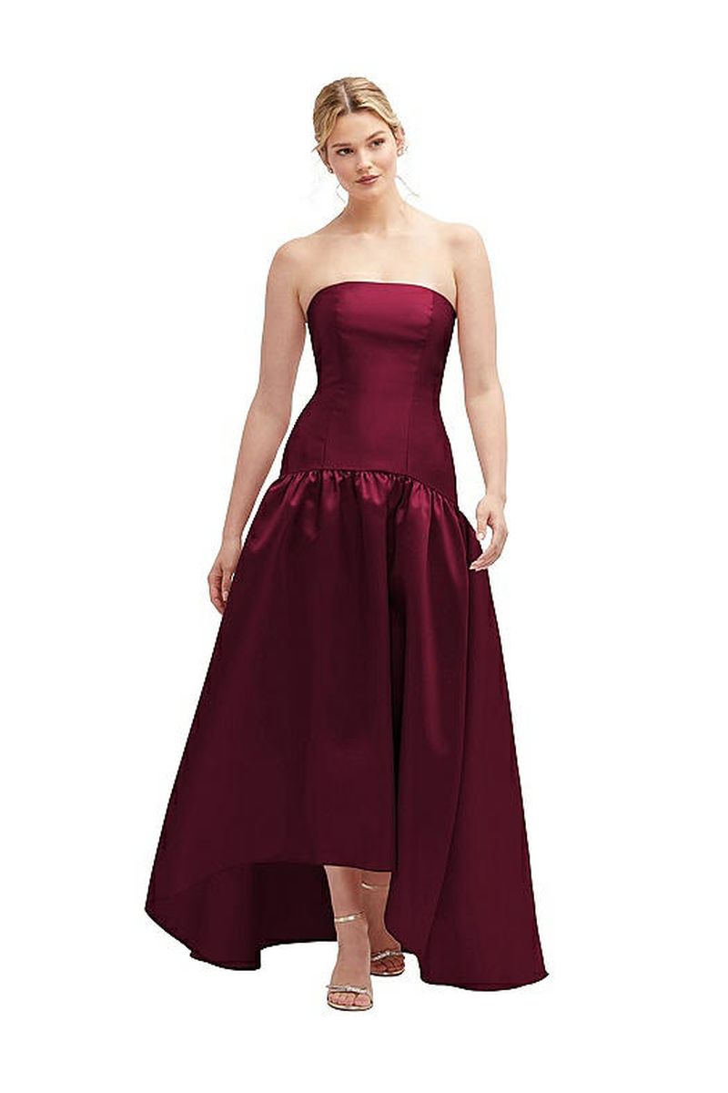 French Novelty Alfred Sung D851 High Low Dropped Waist Bridesmaid Dress