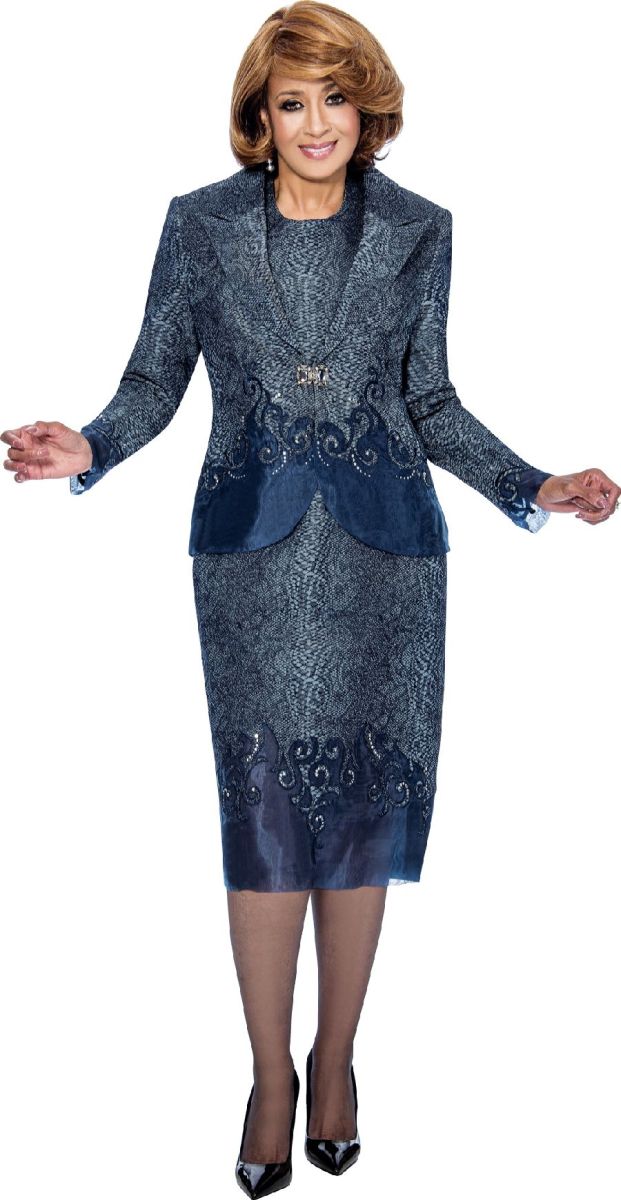 Dorinda Clark Cole DCC922 Embellished Denim Jacket Dress: French Novelty