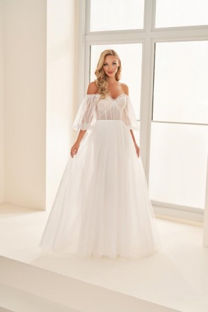 French Novelty: Size 12 Diamond White Enchanting by Mon Cheri E2536  Graceful Wedding Gown