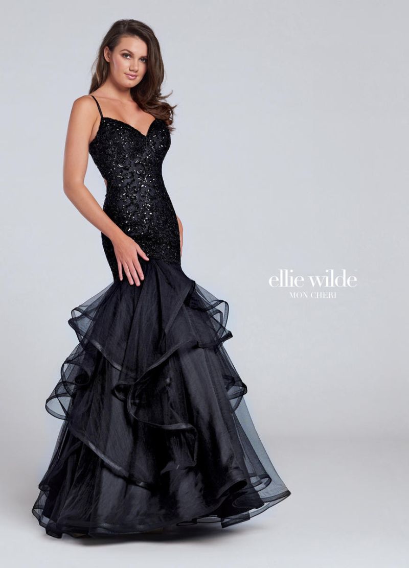 French Novelty Ellie Wilde For Mon Cheri Ew117101 Tiered Ruffle Prom Dress