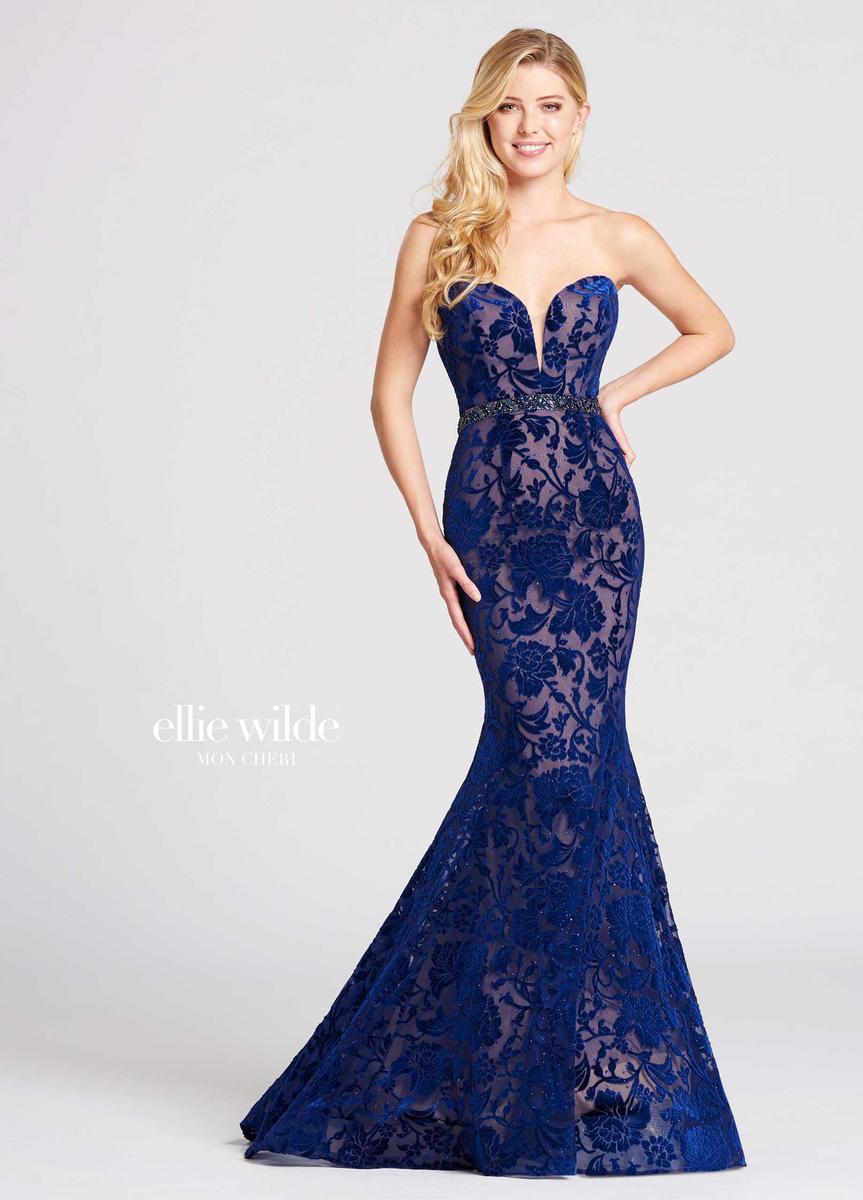 French Novelty: Mon Cheri Ellie Wilde EW118052 Burnout Velvet Gown