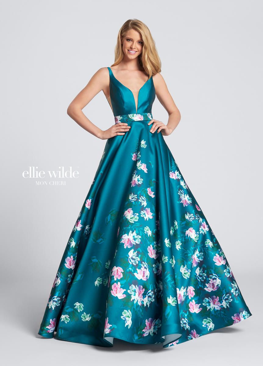 Ellie Wilde by Mon Cheri EW21745 Floral Homecoming Gown: French Novelty
