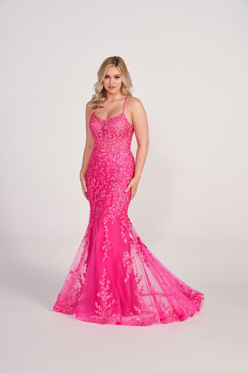 French Novelty: Ellie Wilde EW34090 Lace Up Back Prom Dress