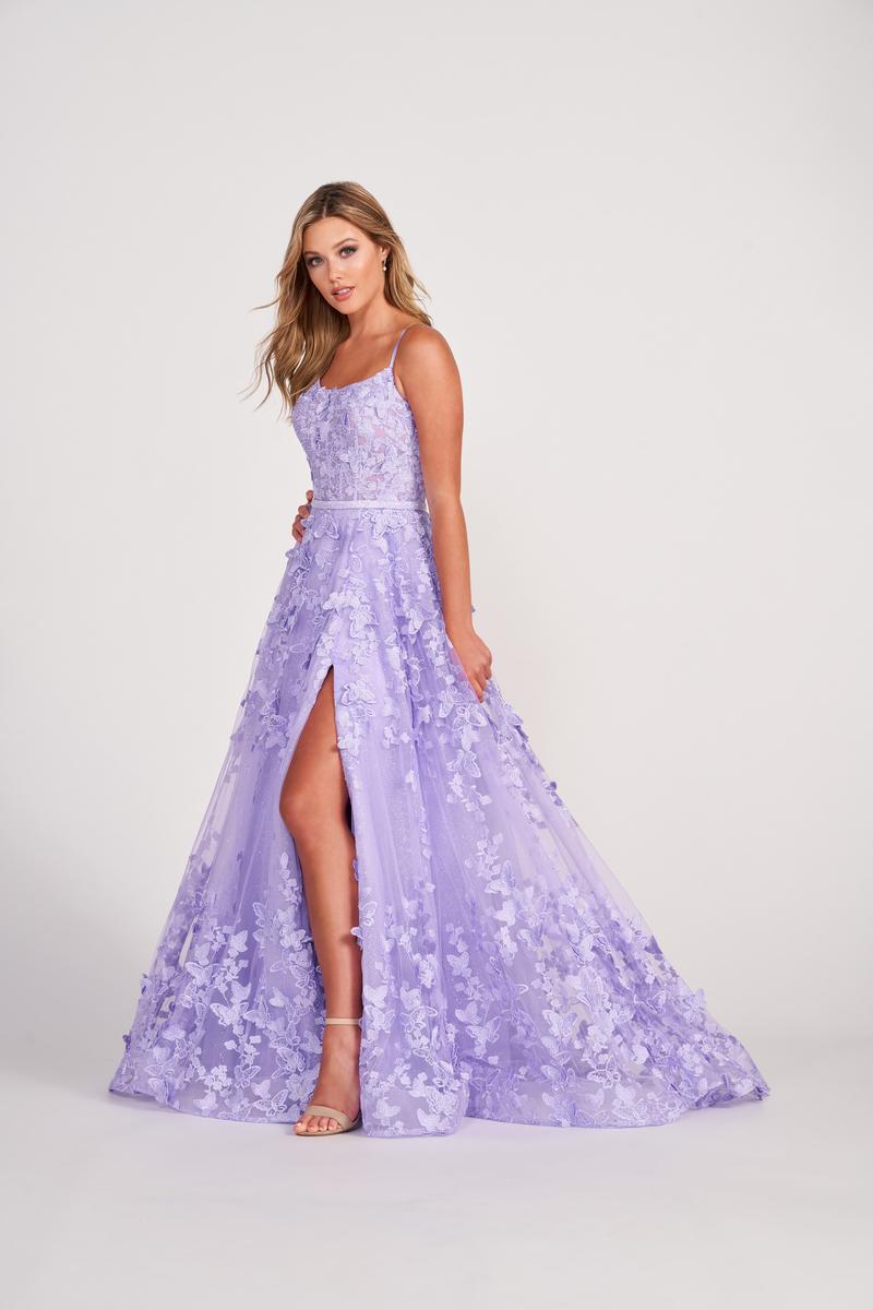 Lavender Floral Prom Dresses