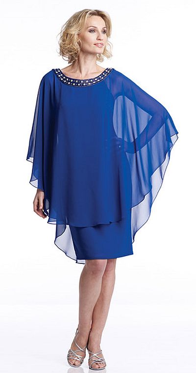 Capri CP21362 Knee Length Evening Dress: French Novelty